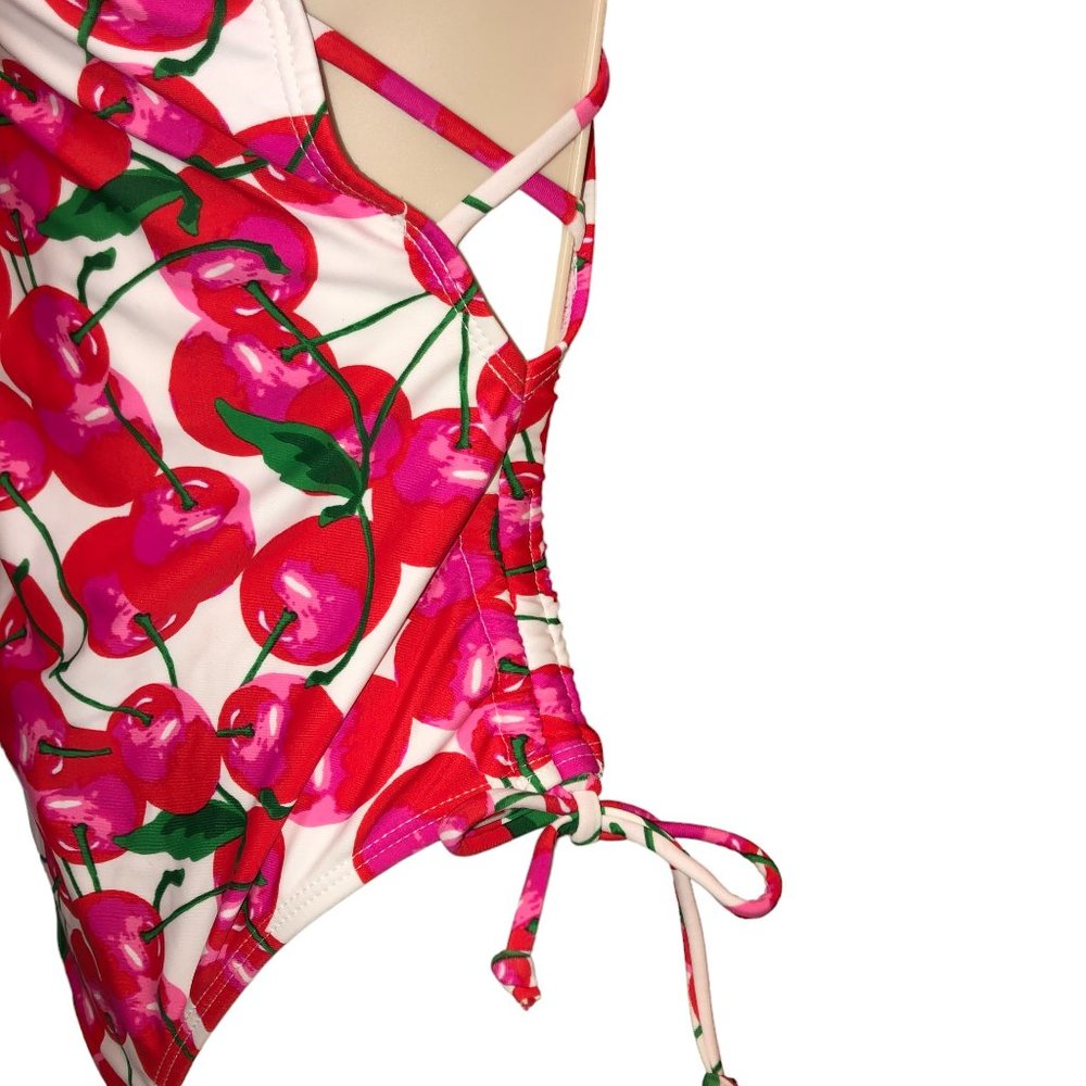 NEW Island Love One Piece Swimsuit Size Medium 5-7 Red Cherry Print - Picture 4 of 11